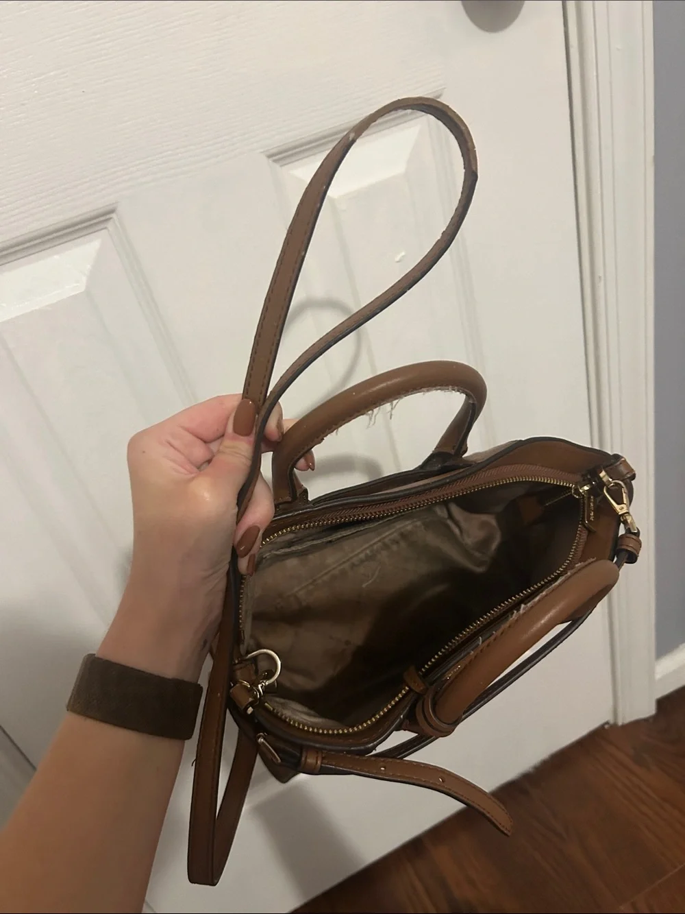Michael Kors Cognac Leather Satchel with Detachable Strap